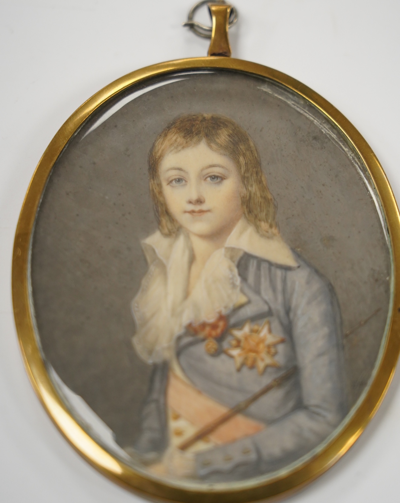 French school, portrait miniature of Louis XVII of France, watercolour on ivory, 9 x 7cm CITES Submission reference, 5VHNDQF9